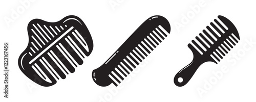 Creative Hair Comb Silhouette Collection for Personal Care Graphics