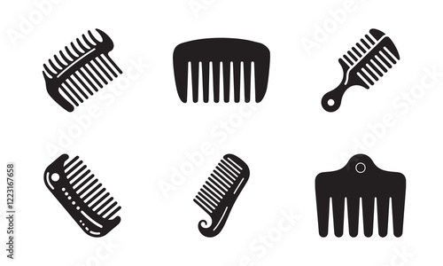 Creative Hair Comb Silhouette Collection for Personal Care Graphics