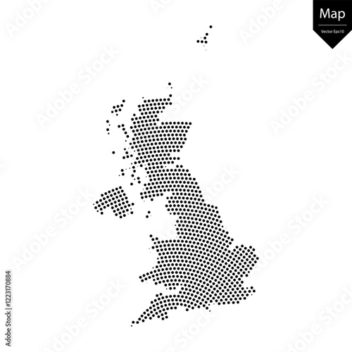 Abstract image United Kingdom map from point Black on a white background. Vector illustration eps 10.	
