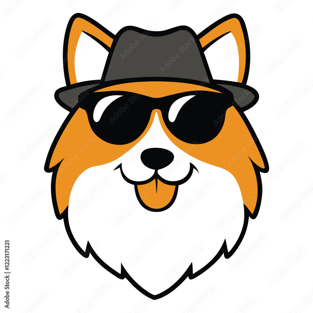 Funny shetland sheep dog head vector art Funny shetland sheep dog head vector art