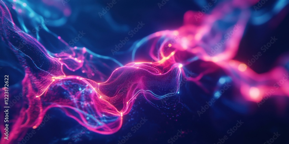Abstract representation of flowing neon lights, suitable for technology, music, and nightlife themes. Ideal for use in digital art, advertising, and event promotions. Abstract representation of flowing neon lights, suitable for technology, music, and nightlife themes. Ideal for use in digital art, advertising, and event promotions.