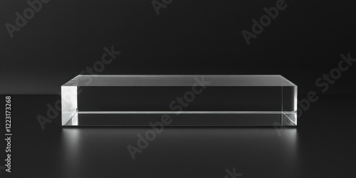 Wallpaper Mural A minimalist clear acrylic box on a dark background, suitable for showcasing products or as a decorative piece. Ideal for commercial use in advertising and design. Torontodigital.ca