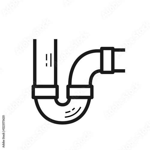 Pvc water pipe icon in modern outline style. Plumbing concept. Editable stroke. Great for web design, mobile interface. Vector illustration isolated on white background. Plastic material