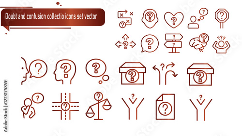 Doubt and confusion collectio icons set vector