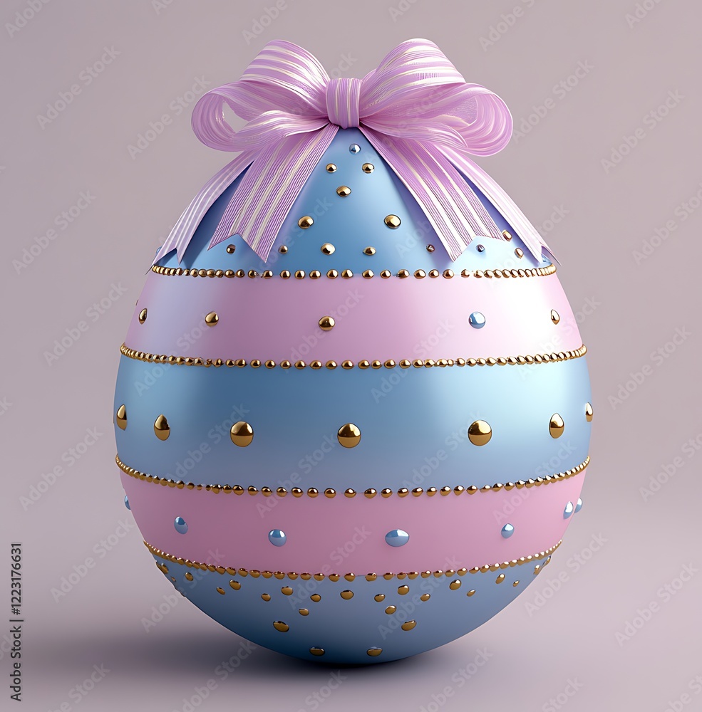 Beautiful painted Easter egg with bow. Beautiful painted Easter egg with bow.