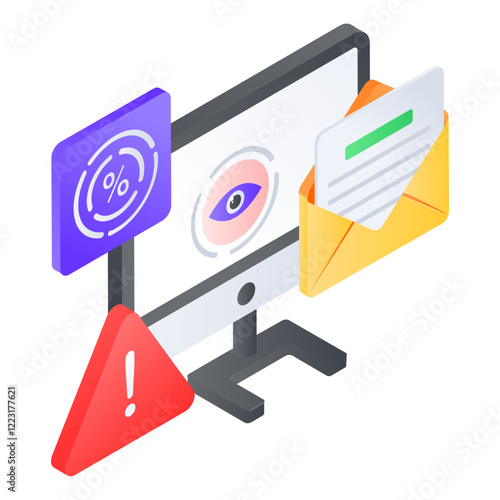 email spam checkers  isometric concept, Mail Server monitoring vector icon design, Web hosting service Symbol, Computing machines Sign, Internet Application Management stock illustration
