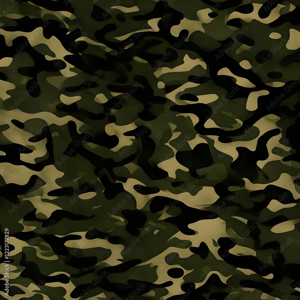 Naklejka premium camouflage texture, dark green background, protective print, army design, stylish pattern for uniform