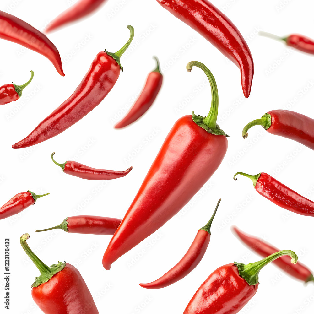 lying falling red chili peppers lying falling red chili peppers