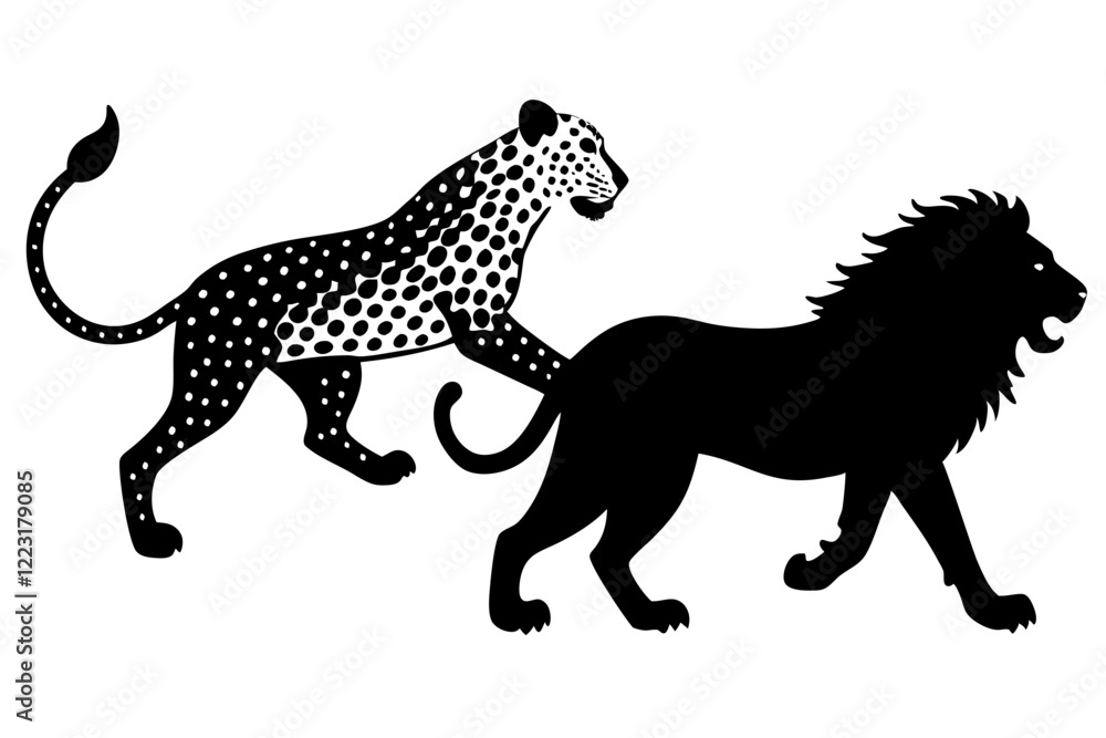 Silhouette of a Lion & Cheetah Vector Illustration - SVG, PNG, EPS, AI, PSD Files Silhouette of a Lion & Cheetah Vector Illustration - SVG, PNG, EPS, AI, PSD Files