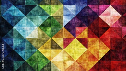Abstract Colorful Triangular Geometric Textile Pattern