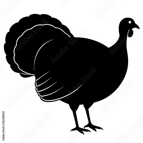 Cute Silhouette of a Turkey line art vector cartoon illustration
