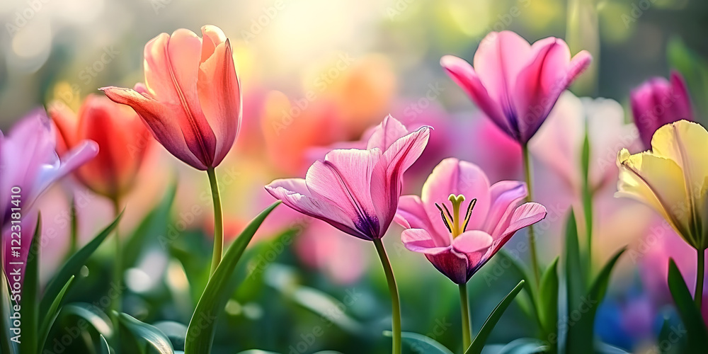 Naklejka premium flowers banner mockup may colorful watercolor mother