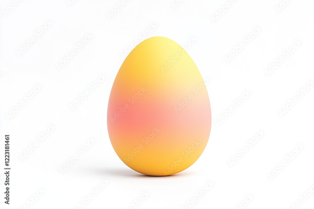 A vibrant, smooth egg with a gradient of yellow and pink colors on a white background A vibrant, smooth egg with a gradient of yellow and pink colors on a white background