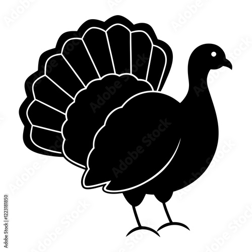 Cute Silhouette of a Turkey line art vector cartoon illustration
