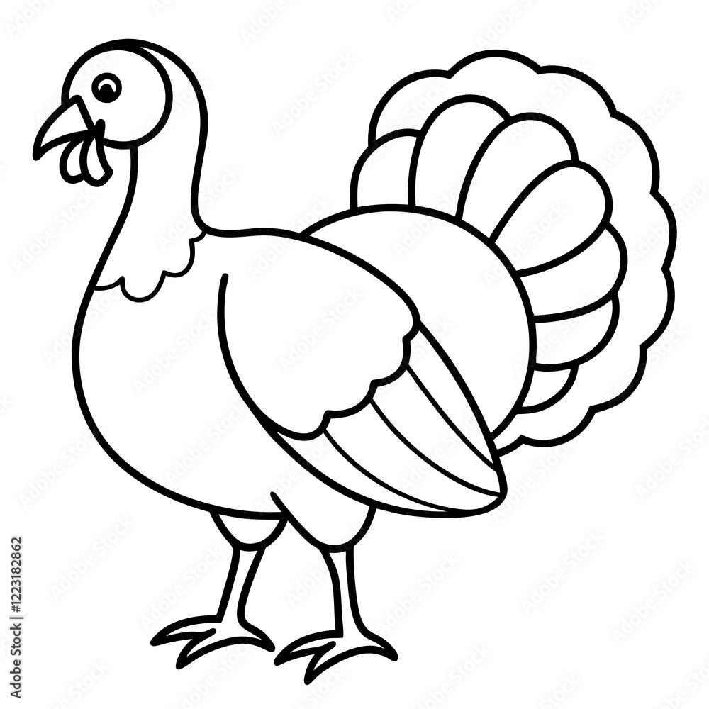 Cute Silhouette of a Turkey line art vector cartoon illustration
Cute Silhouette of a Turkey line art vector cartoon illustration