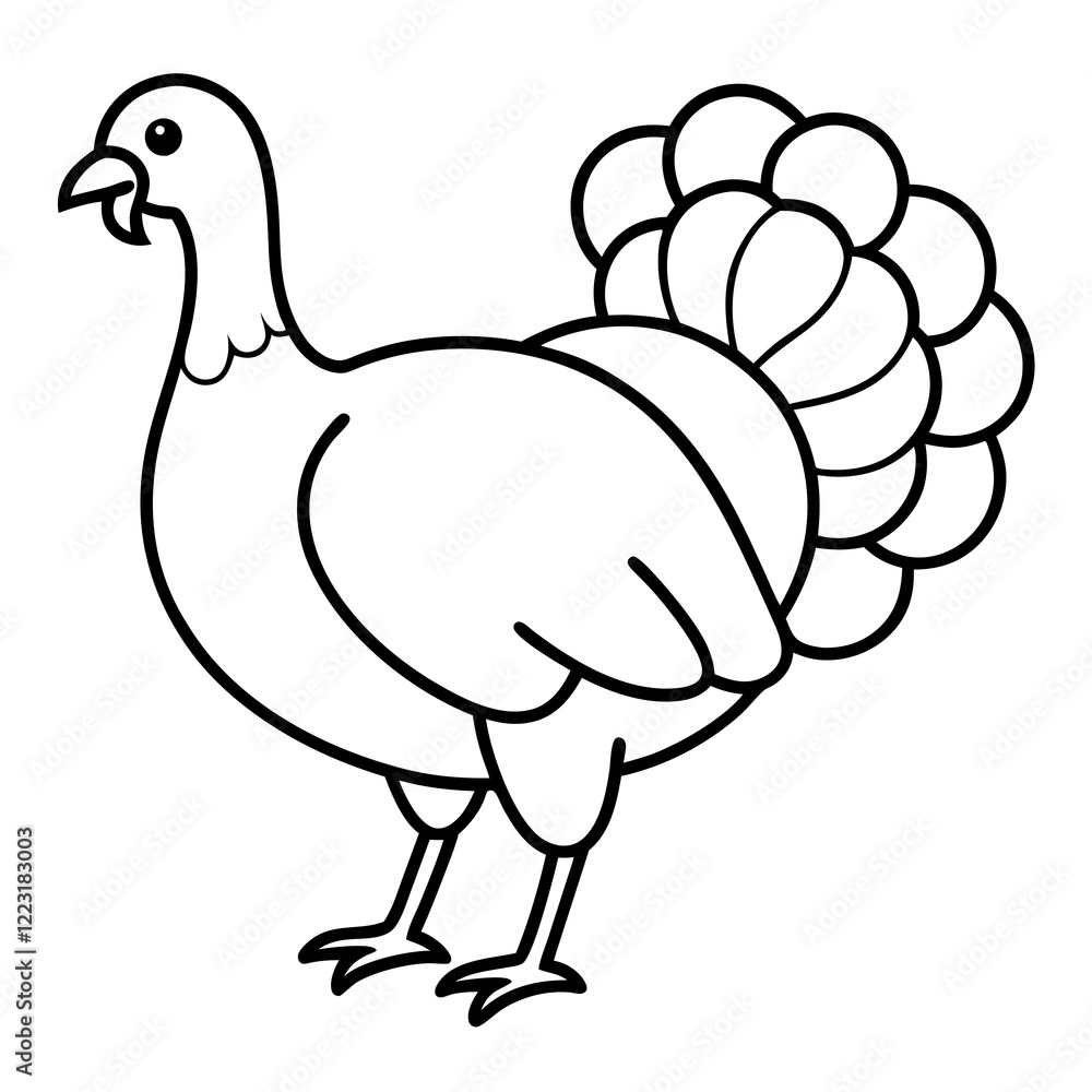 Cute Silhouette of a Turkey line art vector cartoon illustration
Cute Silhouette of a Turkey line art vector cartoon illustration