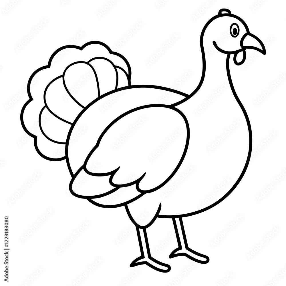 Cute Silhouette of a Turkey line art vector cartoon illustration
Cute Silhouette of a Turkey line art vector cartoon illustration