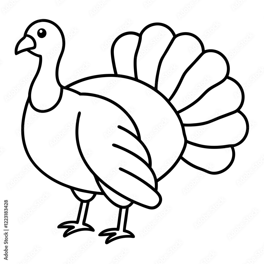 Cute Silhouette of a Turkey line art vector cartoon illustration
Cute Silhouette of a Turkey line art vector cartoon illustration