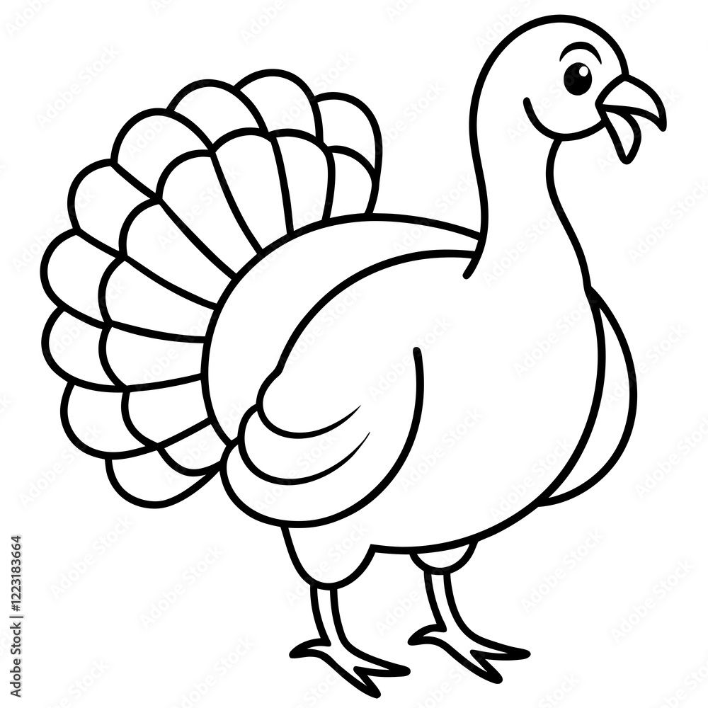 Cute Silhouette of a Turkey line art vector cartoon illustration
Cute Silhouette of a Turkey line art vector cartoon illustration