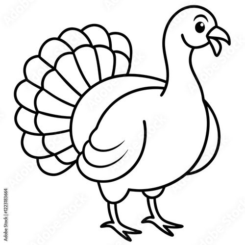 Cute Silhouette of a Turkey line art vector cartoon illustration
