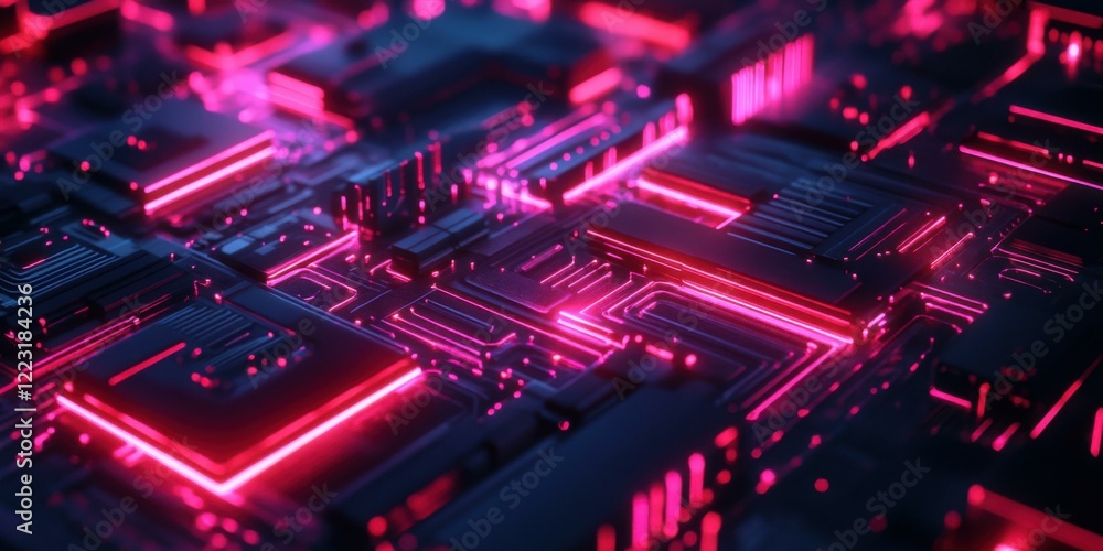 Futuristic digital circuit board with glowing neon elements. Suitable for technology, innovation, and digital art projects. Futuristic digital circuit board with glowing neon elements. Suitable for technology, innovation, and digital art projects.