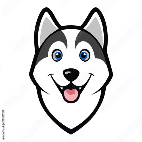 Funny siberian husky dog head vector art