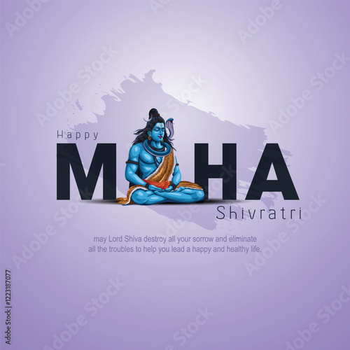 happy maha Shivratri, a Hindu festival celebrated of lord shiva night, english calligraphy. abstract vector illustration design