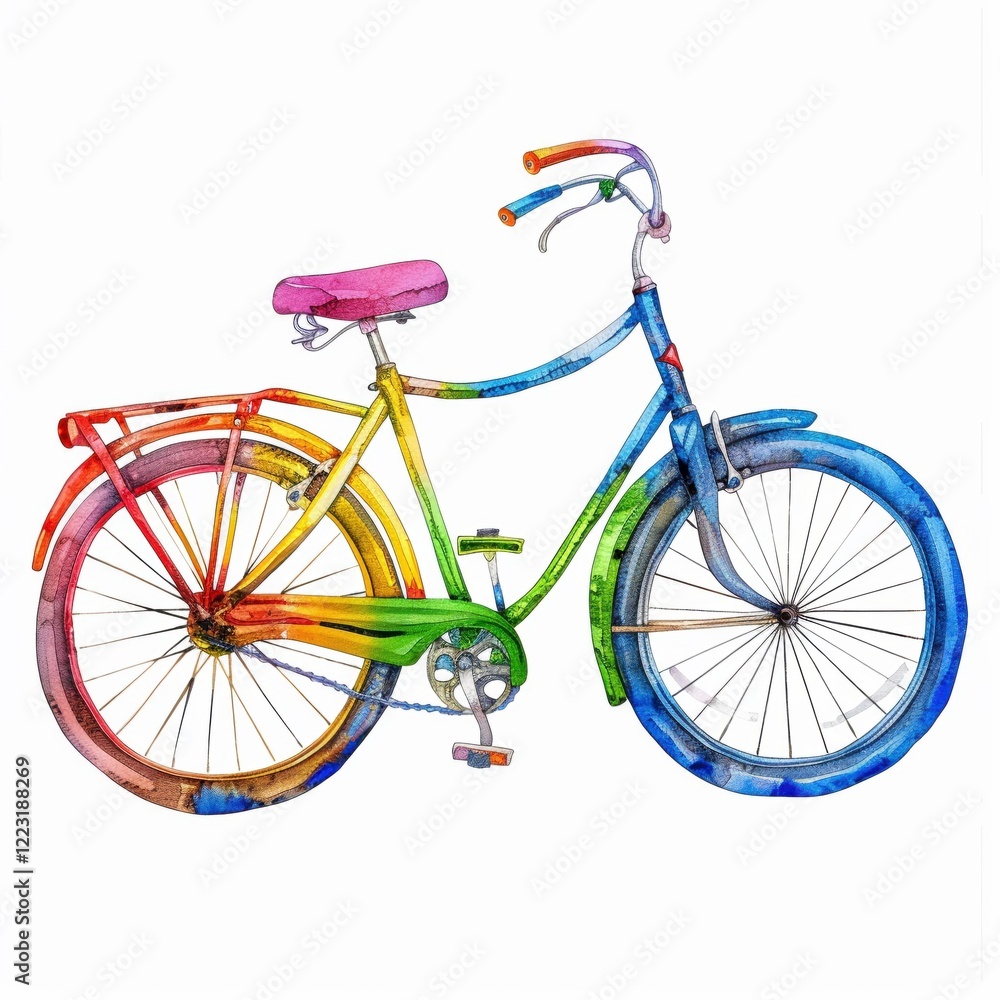 Fototapeta premium Watercolor illustration clipart of a peace sign painted in rainbow colors with a dripping paint effect
