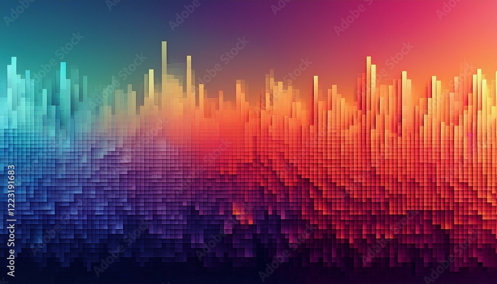 Vibrant Pixelated Gradient Skyline Abstraction. Generated image Vibrant Pixelated Gradient Skyline Abstraction. Generated image