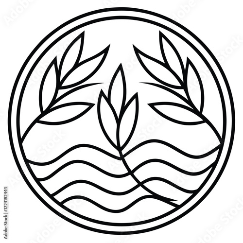 A minimalistic circular logo with a bold outline and intricate inner patterns, emphasizing simplicity and sophistication in line art form.