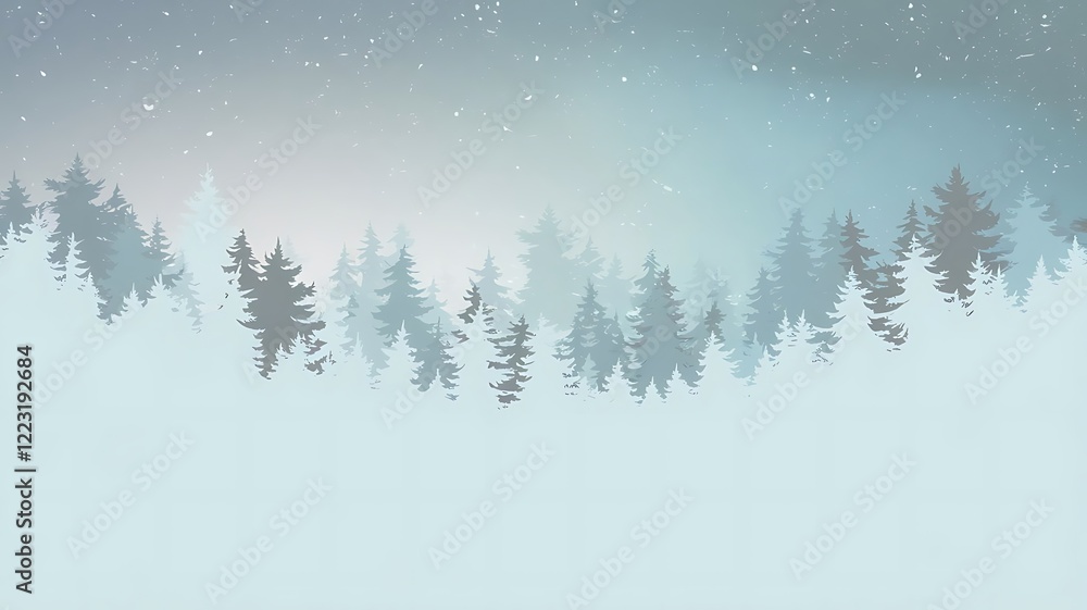 Winter Forest Illustration Background for Business Use with Minimalist Aesthetic