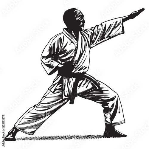 Karate martial master silhouette vector art design