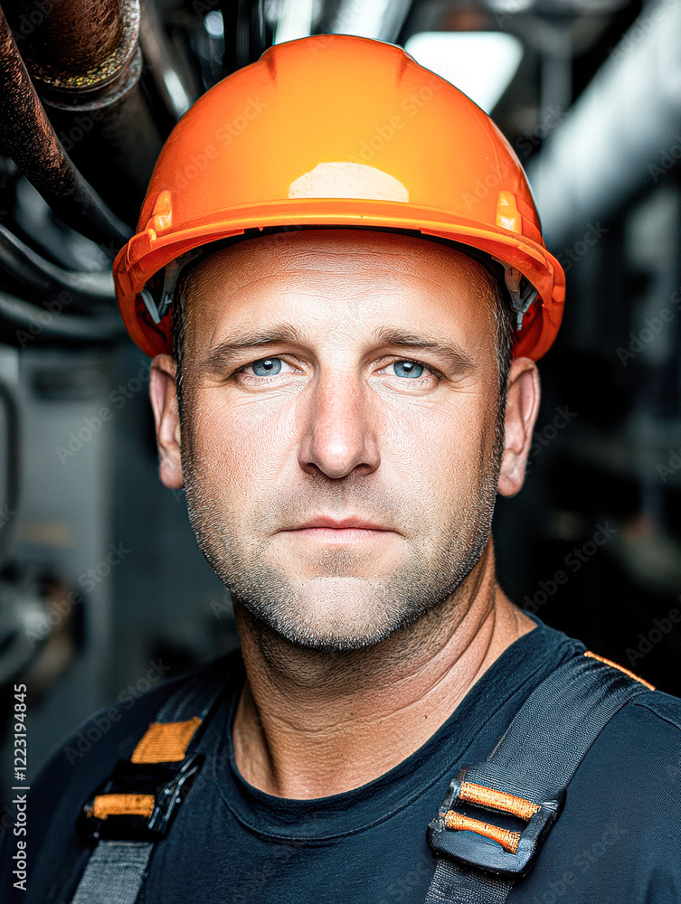 Industrial worker portrait factory photography dim environment close-up Industrial worker portrait factory photography dim environment close-up
