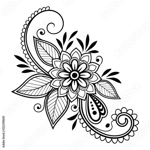 Elegant henna set of mehndi flower mandala tattoo vector art silhouette design
