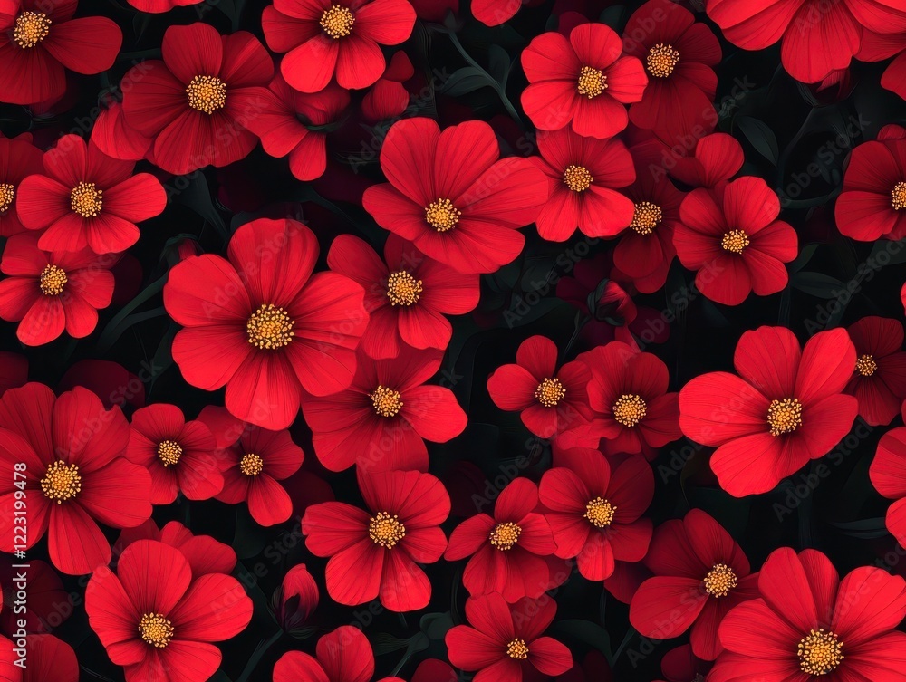 custom made wallpaper toronto digitalA seamless pattern with mini red cosmos flowers