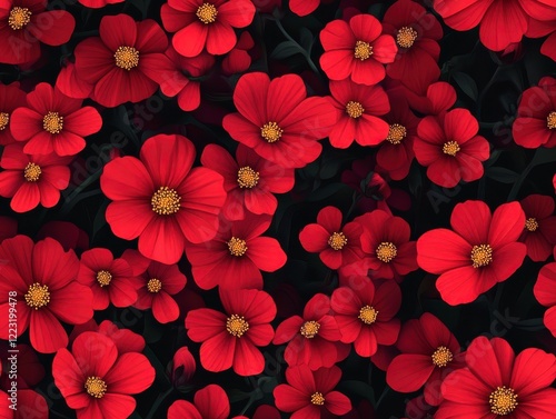 Wallpaper Mural A seamless pattern with mini red cosmos flowers Torontodigital.ca