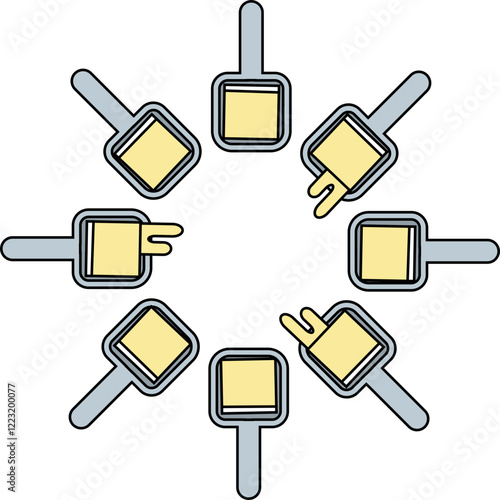 Raclette Party Geometric Shapes Food Icons Set Colour