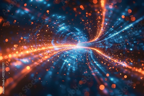 A blurry image of blue and orange lights