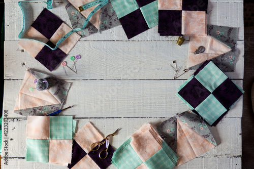 making a quilt block on white background