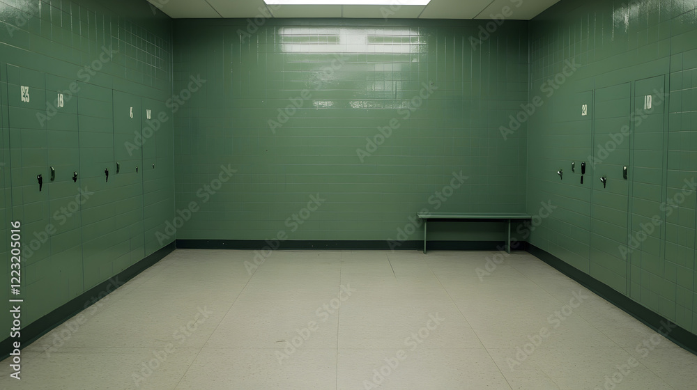 A spacious and organized locker room featuring rows of metal lockers, clean benches, and bright overhead lighting, creating a functional and tidy atmosphere.
A spacious and organized locker room featuring rows of metal lockers, clean benches, and bright overhead lighting, creating a functional and tidy atmosphere.