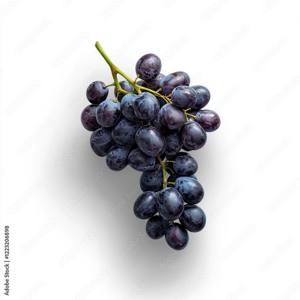 Fresh black grapes, studio shot, white background, healthy food Fresh black grapes, studio shot, white background, healthy food