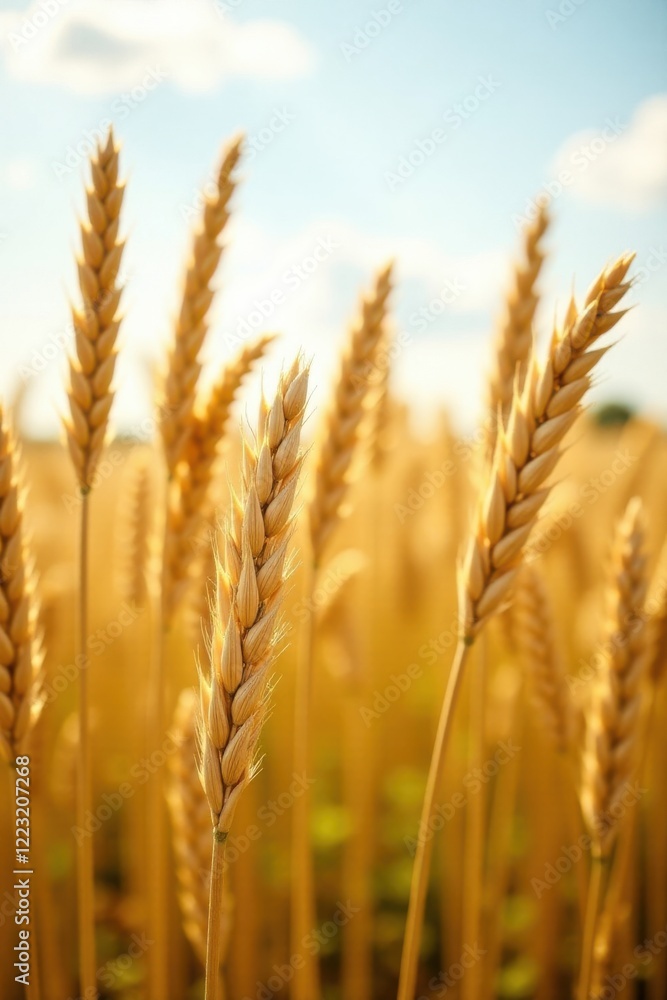 Golden Wheat Field at Sunset A Detailed Close-up of Ripe Grain Stalks Basking in the Warm Evening Light Golden Wheat Field at Sunset A Detailed Close-up of Ripe Grain Stalks Basking in the Warm Evening Light