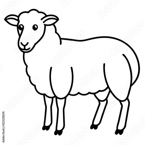 Cute Silhouette of a Sheep line art vector cartoon illustration