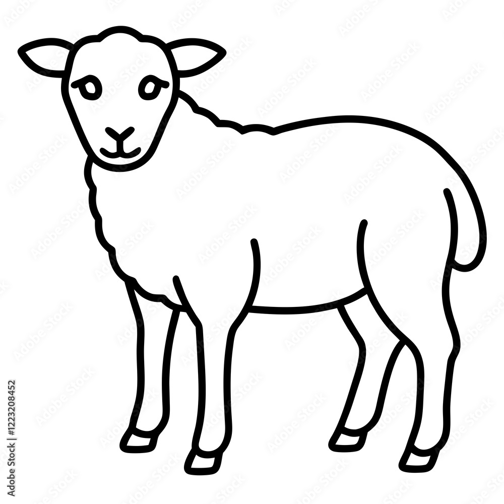 Cute Silhouette of a Sheep line art vector cartoon illustration Cute Silhouette of a Sheep line art vector cartoon illustration