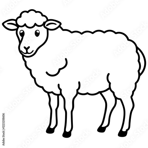 Cute Silhouette of a Sheep line art vector cartoon illustration