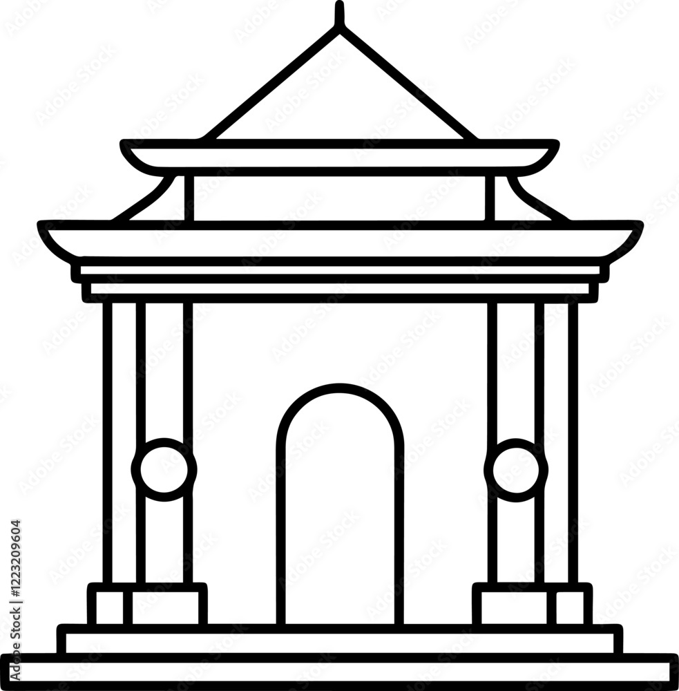 temple gate outline vector illustration temple gate outline vector illustration