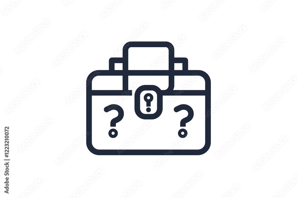 Mysterious locked box with question marks Mysterious locked box with question marks