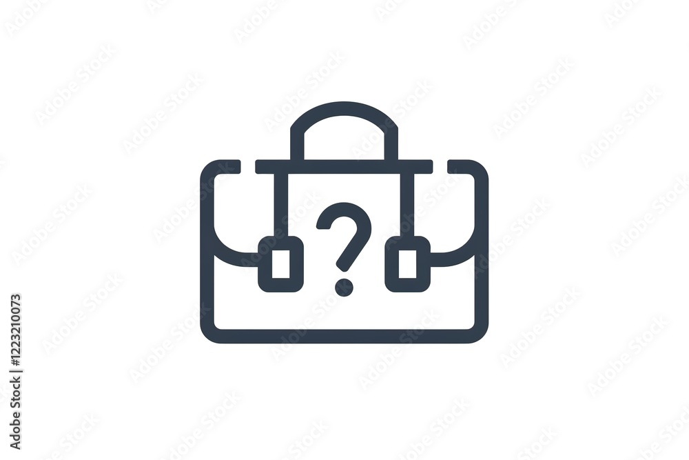Obraz premium Mysterious briefcase icon, question mark inside.