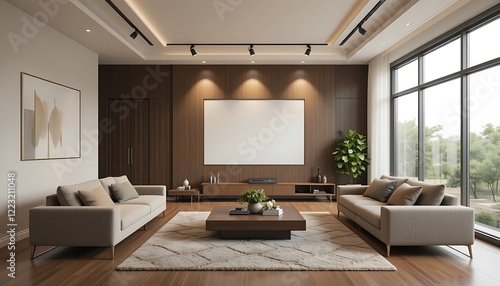 Modern Living Room Interior Design With Large Window