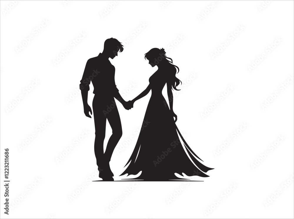 Romantic Couple Silhouette for Love and Relationship-Themed Designs
